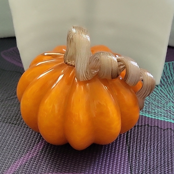 Pier 1 Orange Glass Pumpkin Decor - Picture 1 of 3